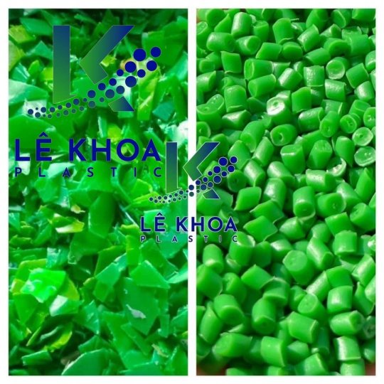 Hạt và miểng nhựa HDPE màu xanh lá